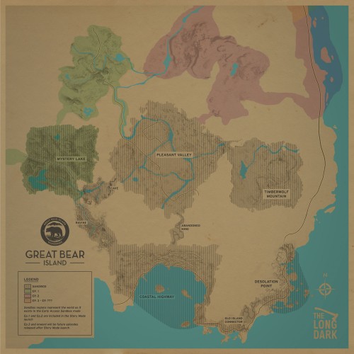 Карта Загадочного Озера в The Long Dark